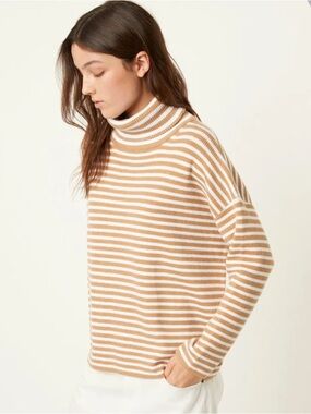 French Connection Oversized  Micro Stripe Roll Neck Jumper Size small